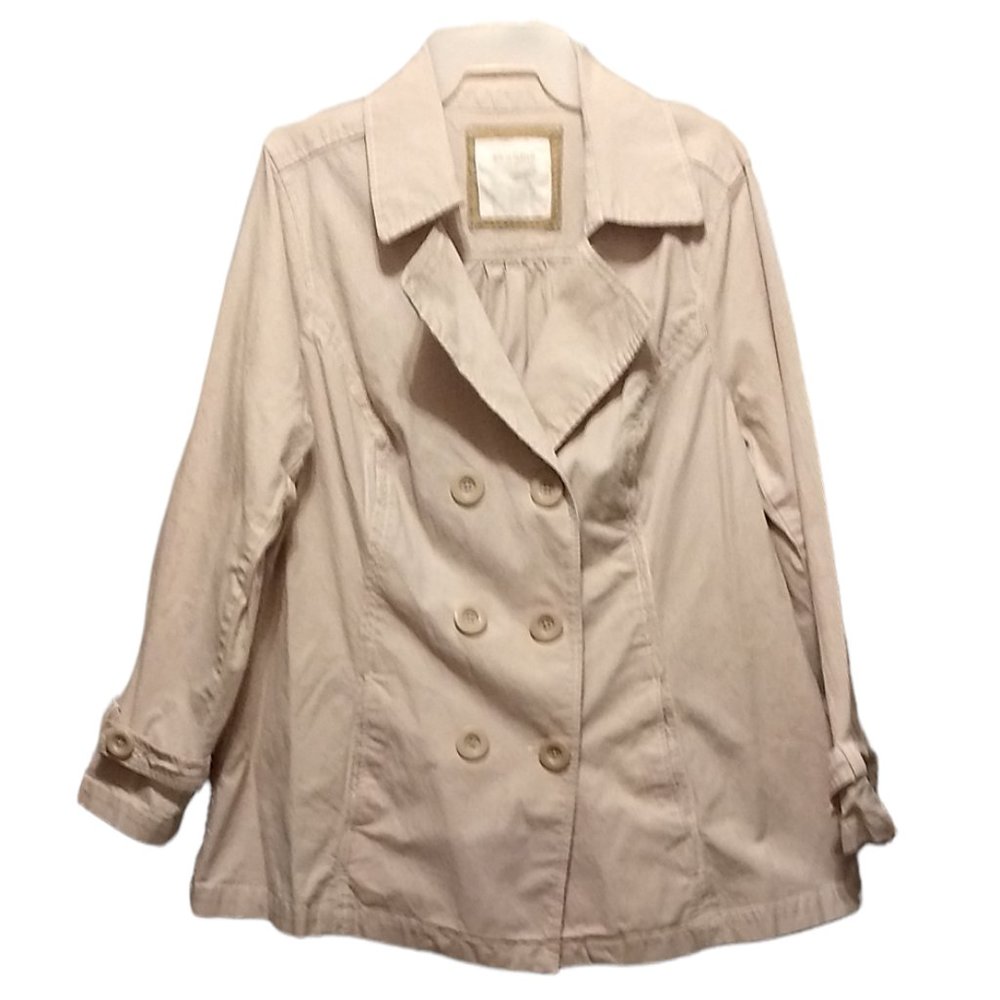 Khaki Pinstripe Stretch Lightweight Jacket Peacoat  1X